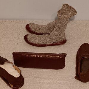 Acorn Slipper Socks + 2 Vintage Leather Slippers | Men’s Size Large
